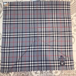 Burberry Gray and Red Plaid Pocket Square